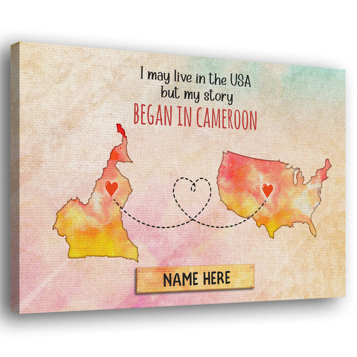 My Story Began In Cameroon Gift For Expats Personalized Canvas