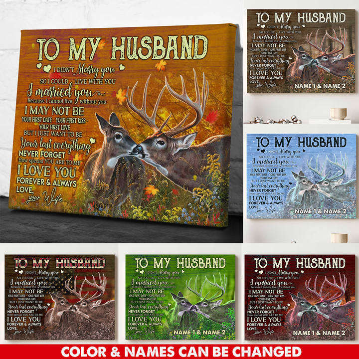 Father's Day To My Hunting Husband Gift From Wife Personalized Canvas