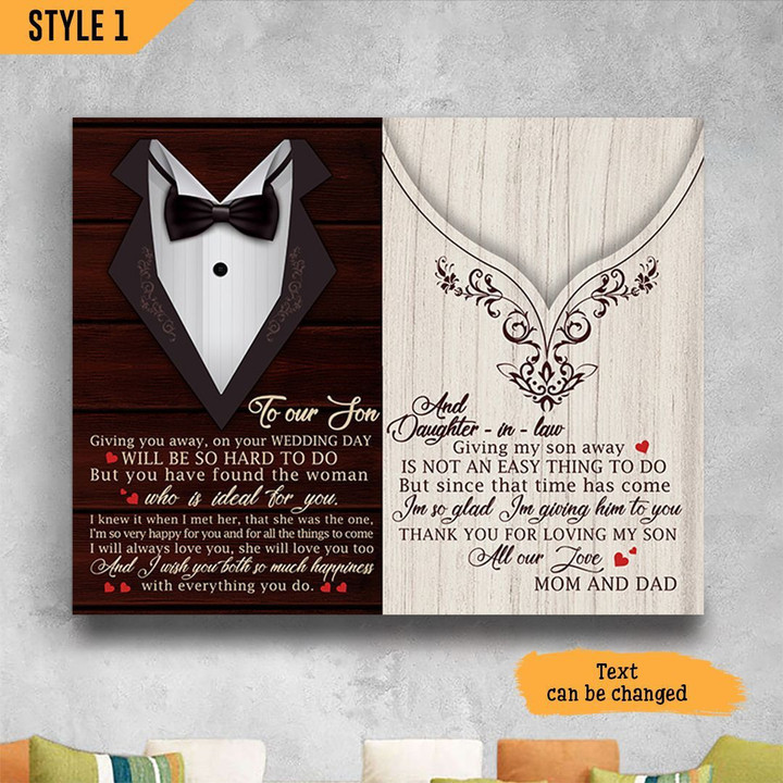 To Our Son And Daughter In Law Wedding Gift Wall Art Horizontal Poster Canvas Framed Print