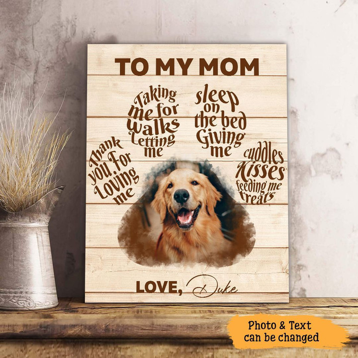 To My Mom Dog Thank You For Loving Me Dog Memorial Gift Wall Art Vertical Poster Canvas Framed Print