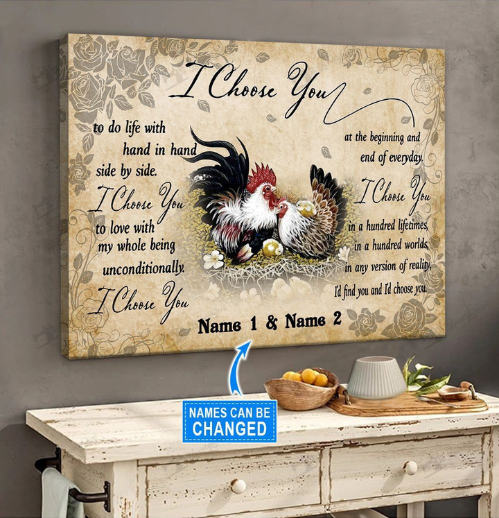 Chicken Couple I Choose You Personalized Poster & Matte Canvas BIK21040801-BID21040801