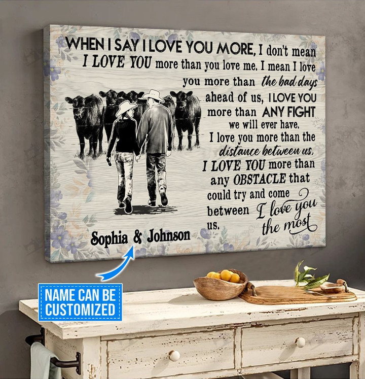 I love you the most-Farmer husband & wife with Angus cow Personalized Poster & Matte Canvas DVK21011201-DVD21011201