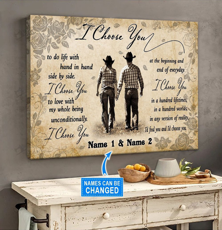 Cowboy Cowgirl Couple I Choose You Personalized Poster & Matte Canvas BIK21040802-BID21040802