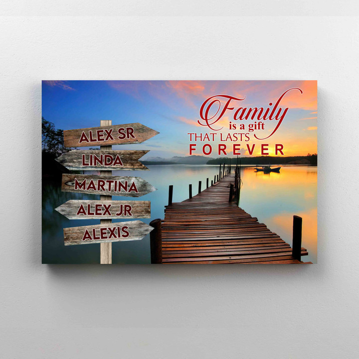 Personalized Name Canvas, Family Is A Gift That Last Forever Canvas, Family Canvas, Sunset Canvas