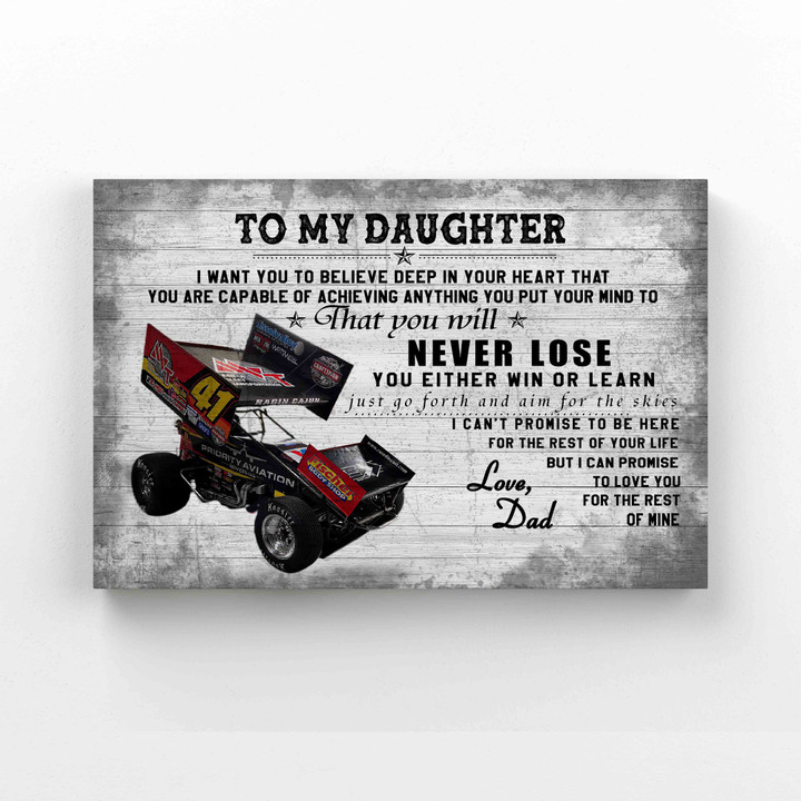 To My Daughter Canvas, Winged Sprint Car Canvas, Auto Racing Canvas, Wall Art Canvas