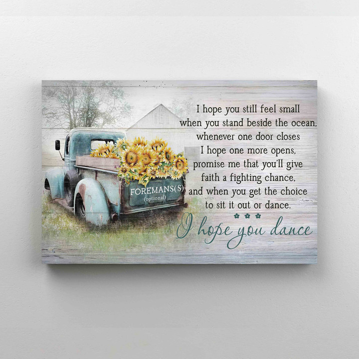 Personalized Name Canvas, Hope You Dance Canvas, Family Canvas, Sunflower Canvas