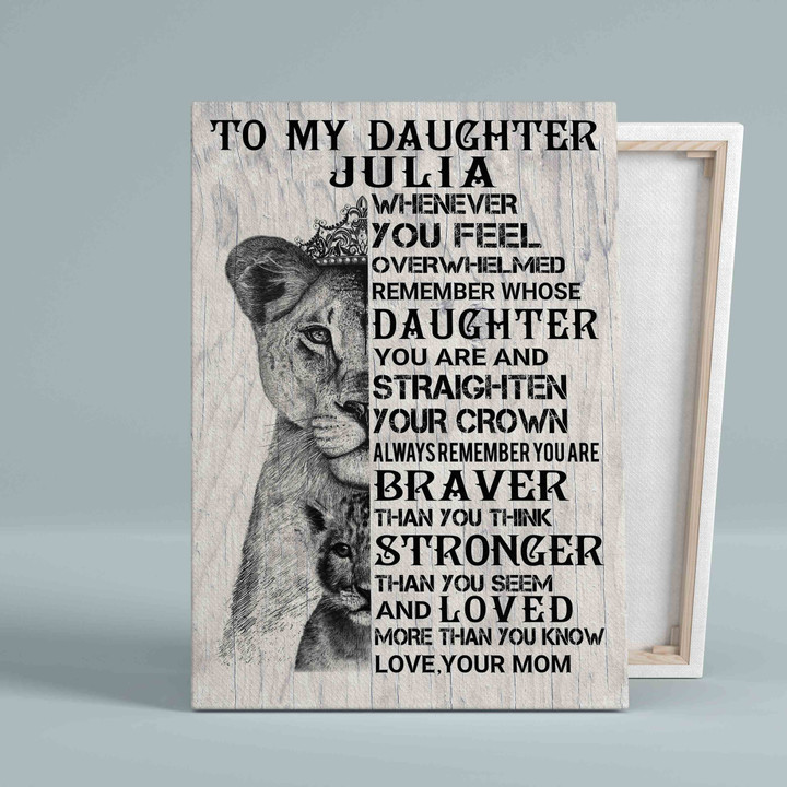 Personalized Name Canvas, To My Daughter Canvas, Lion Canvas, Mom And Daughter Canvas