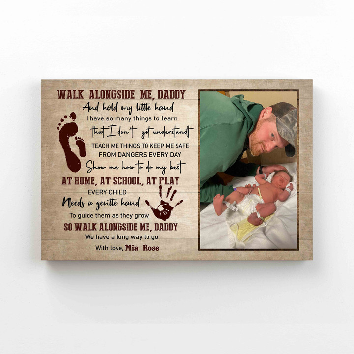 Personalized Image Canvas, Walk Alongside Me Daddy Canvas, Family Canvas, Wall Art Canvas