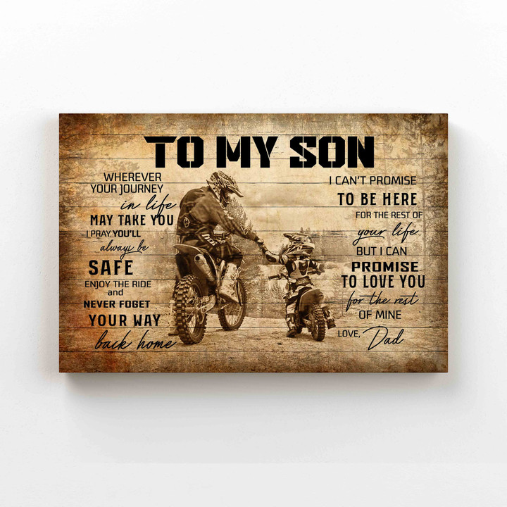 To My Son Canvas, Whenever Your Journey Canvas, Family Canvas, Dirt Bike Canvas, Gift Canvas