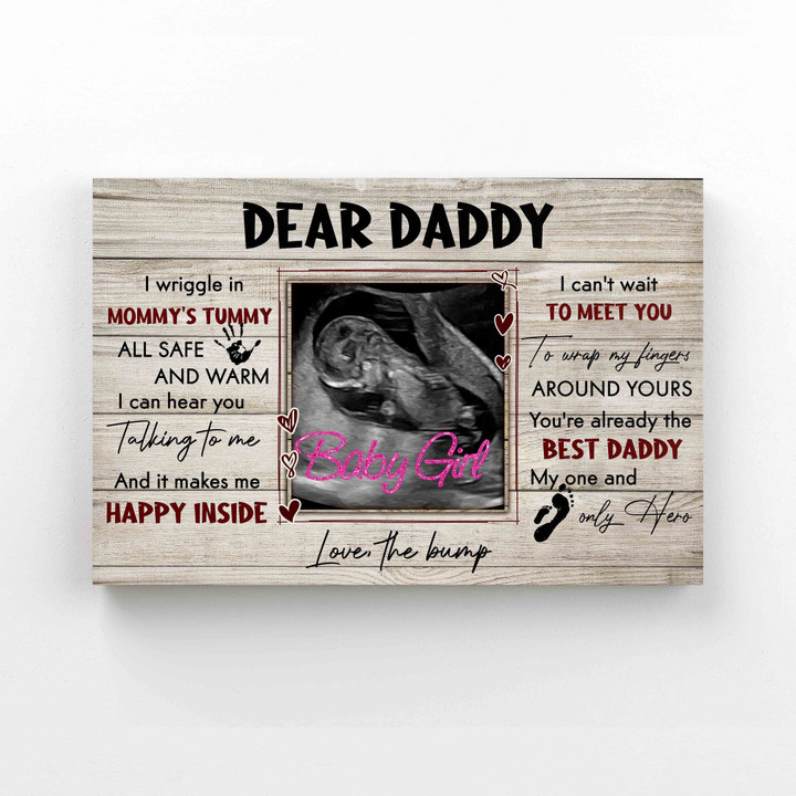 Personalized Image Canvas, Dear Daddy Canvas, Baby Girl Canvas, Ultrasound Canvas, Wall Art Canvas