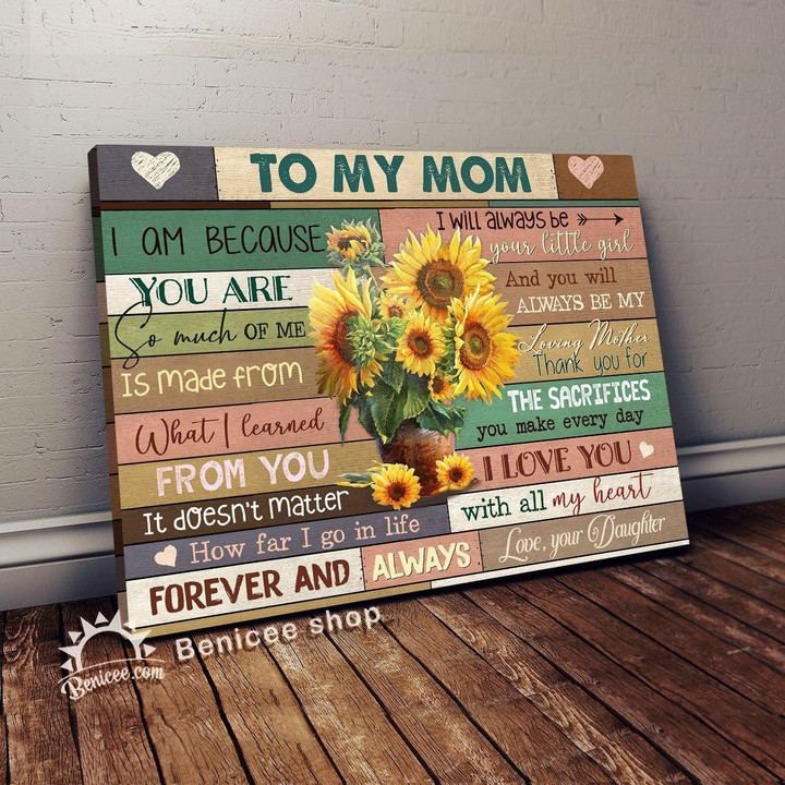 Mothers Day Gift Top 5 Wall Art Framed/Wrapped Canvas To My Mom Sunflower Jar
