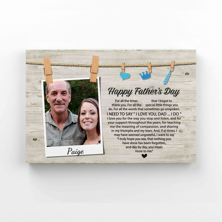 Personalized Image Canvas, Happy Father's Day Canvas, Daughter To Father Canvas, Family Canvas