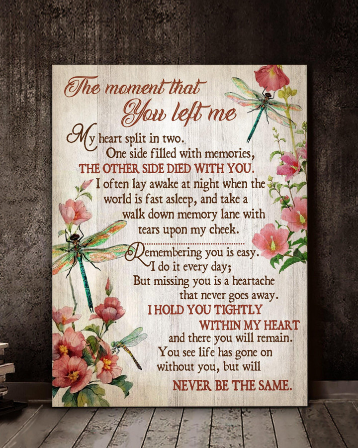 Memorial Gift Canvas - Heaven Dragonfly The Moment That You Left me Top 5 BENICEE