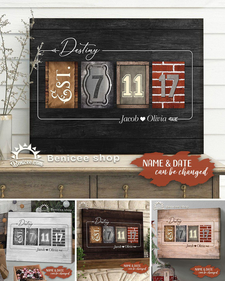 Personalized Valentine Gift Wall Art Canvas Destiny EST Couple Top 10 BENICEE