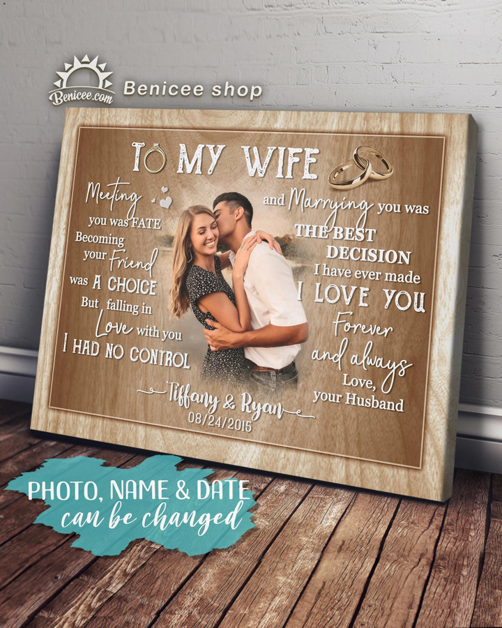 Personalized Anniversary Gift Top 5 Wall Art Canvas To My Wife Couple Rings Brown Version