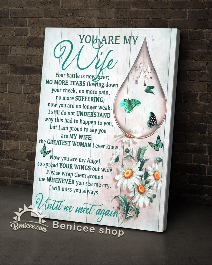 Memorial Gift Canvas Art - Heaven You Are My Wife Teal Color Top 10 BENICEE