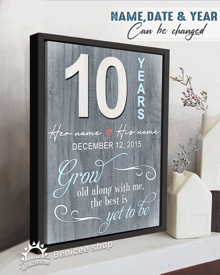 BENICEE Anniversary Gift Framed Wall Art Canvas Grow Old Along With Me Top 10 Gift For Lover