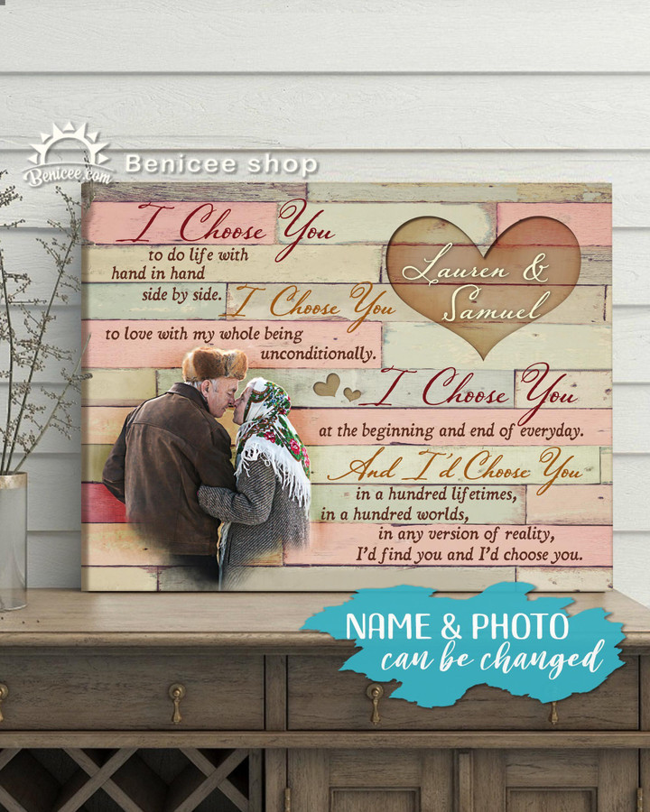 BENICEE Personalized Anniversary Gift Wall Art Canvas I choose You Top 3 Valentine Gift Pink