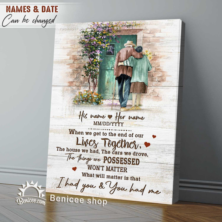 Personalized Couple Gift Wall Art Canvas Lives Together Flower House
