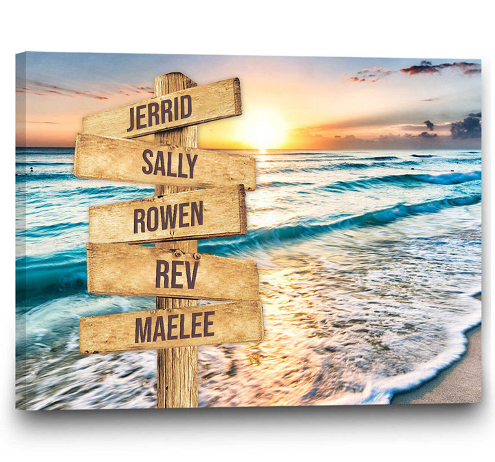Street Sign With Family Names, Canvas With Family Names, Large Beach Wall Art
