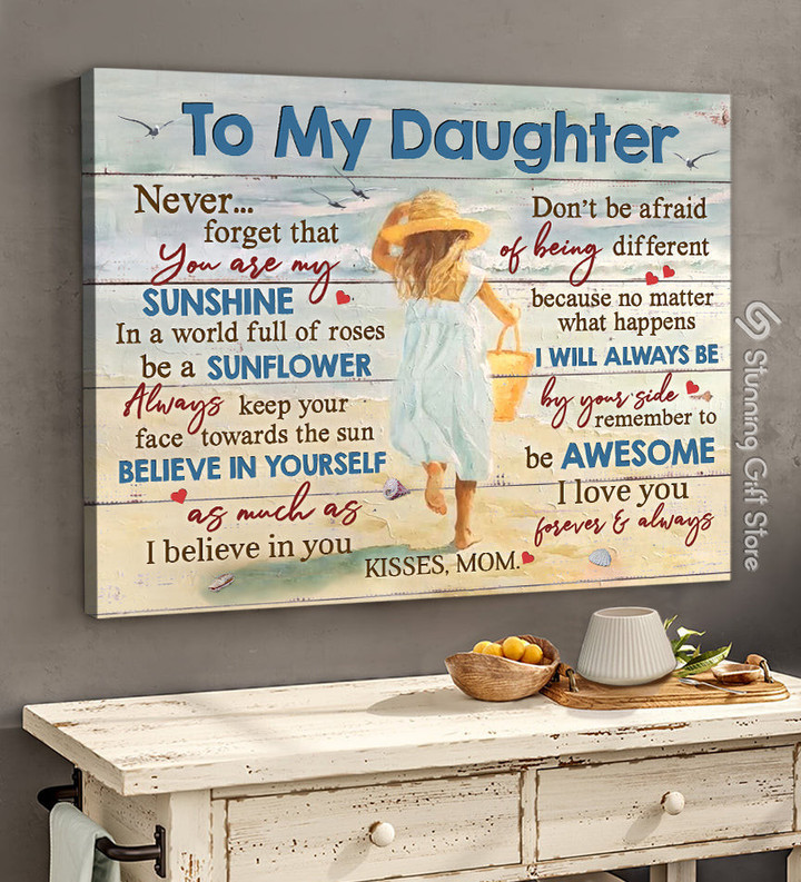 Gift for Daughter From Mom, Daughter Gift, Birthday Gift for Daughter, Beach Canvas