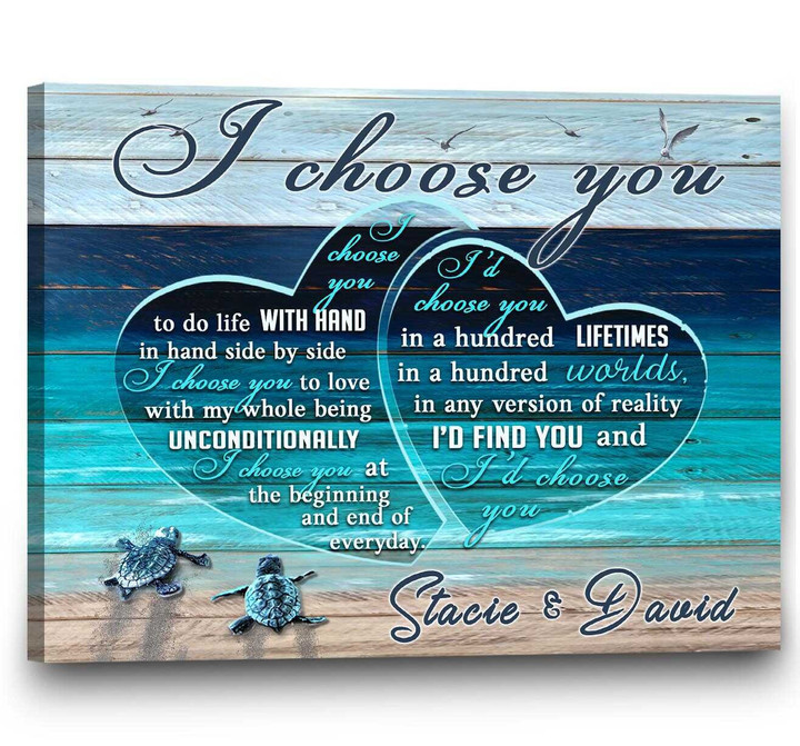 Custom Canvas Print, First Anniversary Gift, I choose you Canvas, Sea Turtle Wall Art