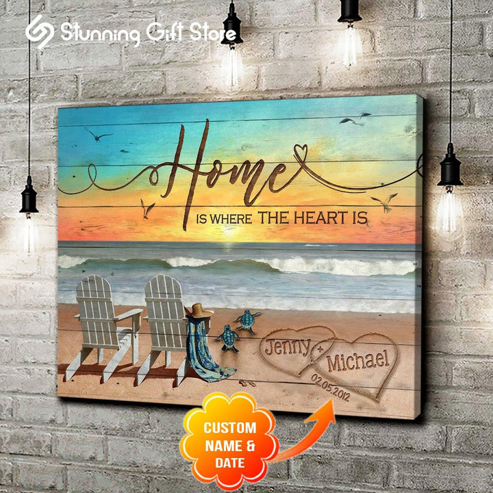 Beach Wall Art, Beach House Gifts, Beach Housewarming Gifts, Home Is Where The Heart Is Sign