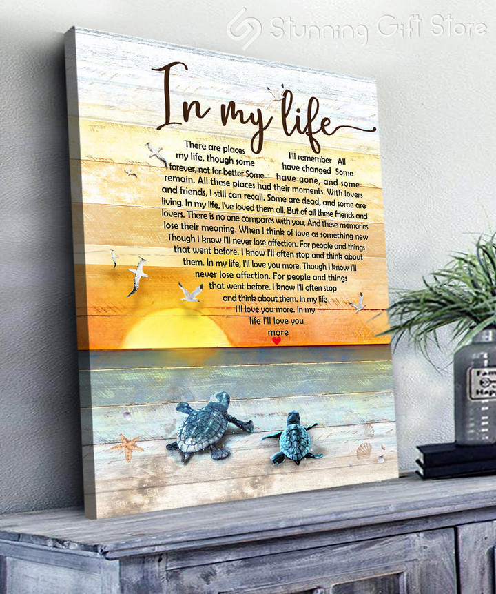 Stunning Gift Beach Canvas Amazing Sunset Ocean Sea Turtle In My Life Song Lyric Gift Idea for Beach