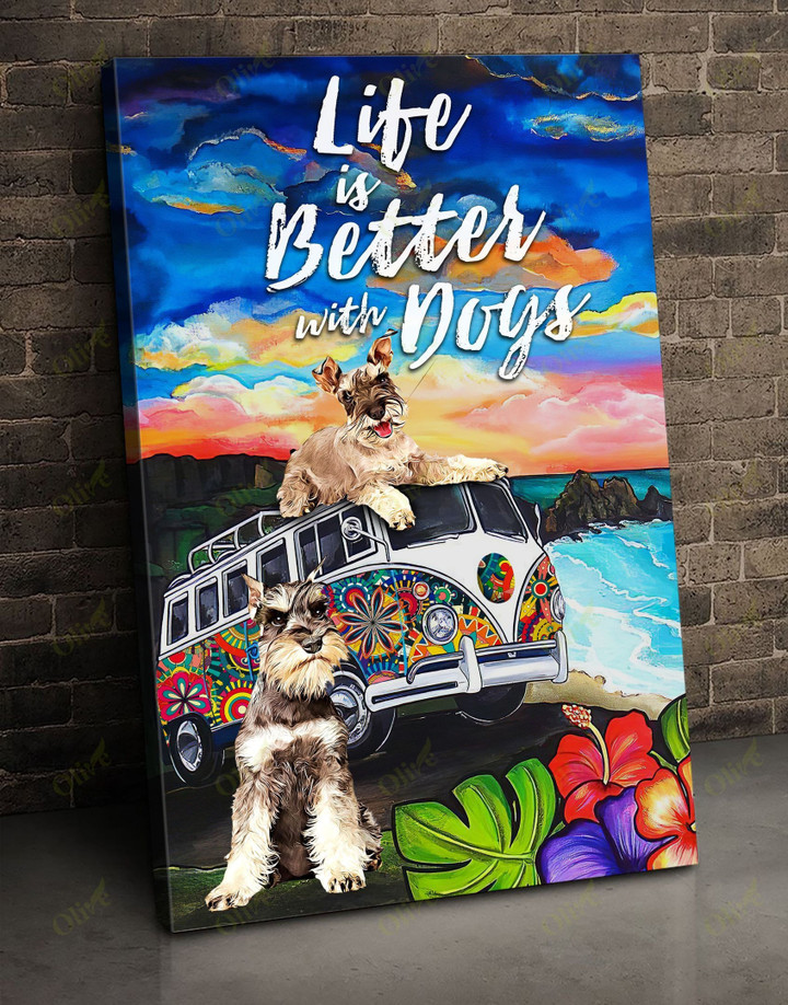 Schnauzer - Life is better with a dog Canvas