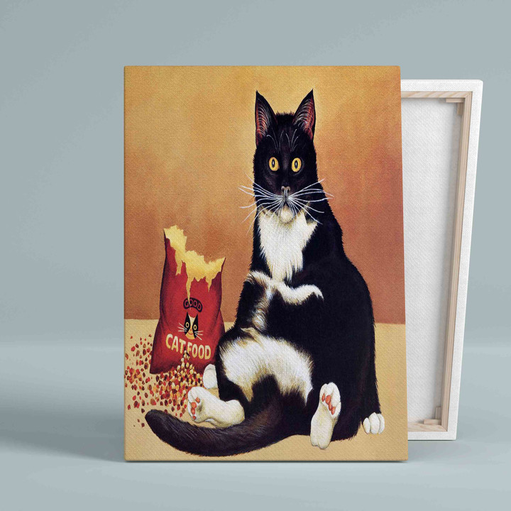 Funny Cat Canvas, Cat Food Canvas, Wall Art Canvas, Gift Canvas