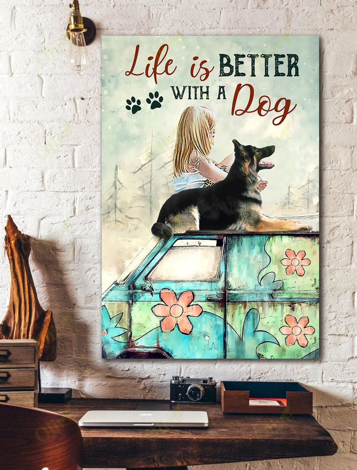 German shepherd - Life is better with a dog Canvas