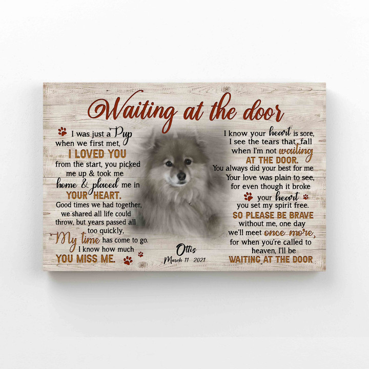 Personalized Image Canvas, Waiting At The Door Canvas, Dog Canvas, Wall Art Canvas, Christmas Canvas