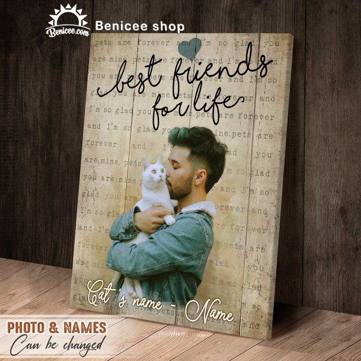 Personalized Pet Canvas Wall Art Best Friend for Life Cat version