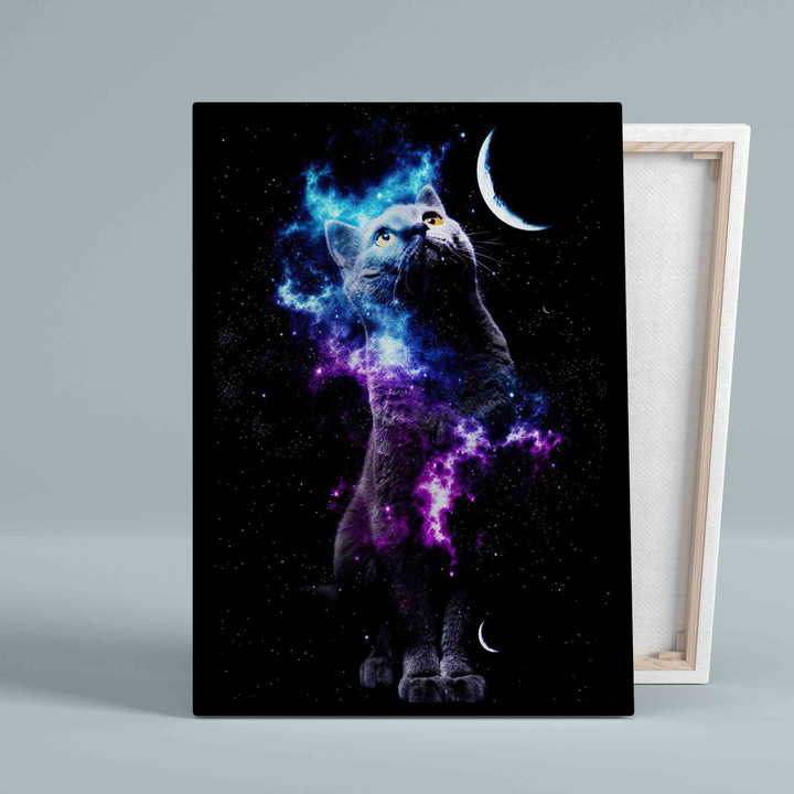Galaxy Cat Canvas, Cat Canvas, Wall Art Canvas, Gift Canvas