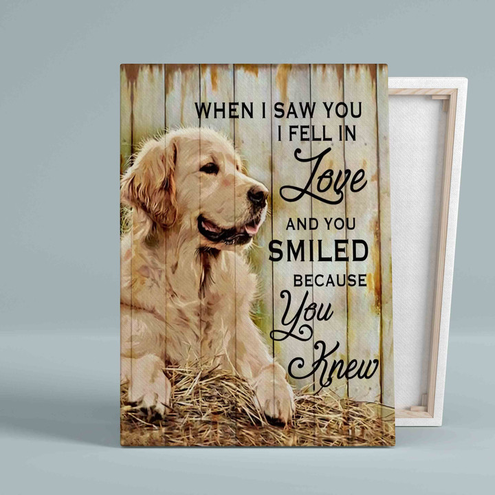 Golden Retriever Canvas, When I Saw You I Feel In Love Canvas, Dog Canvas