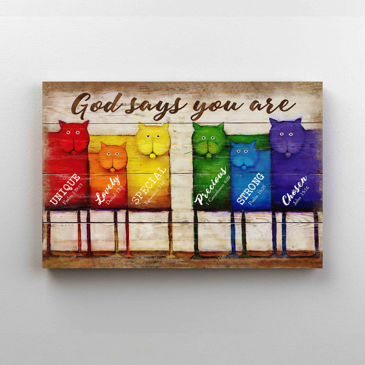 God Says You Are Canvas, God Canvas, Cat Canvas, Painting Canvas, Gift Canvas