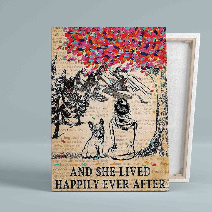And She Lived Happily Ever After Canvas, French Bull Dog Canvas, Dog Canvas