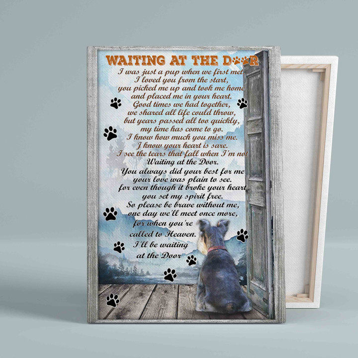Waiting At The Door Canvas, Miniature Schnauzer Canvas, Dog Canvas, Gift Canvas