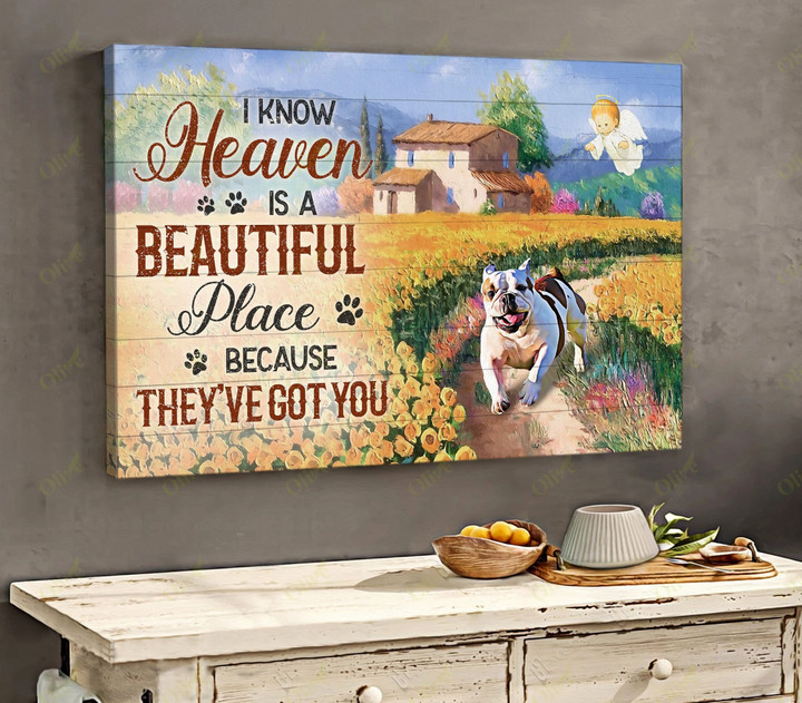 English bulldog - I know heaven is a beautiful place Canvas