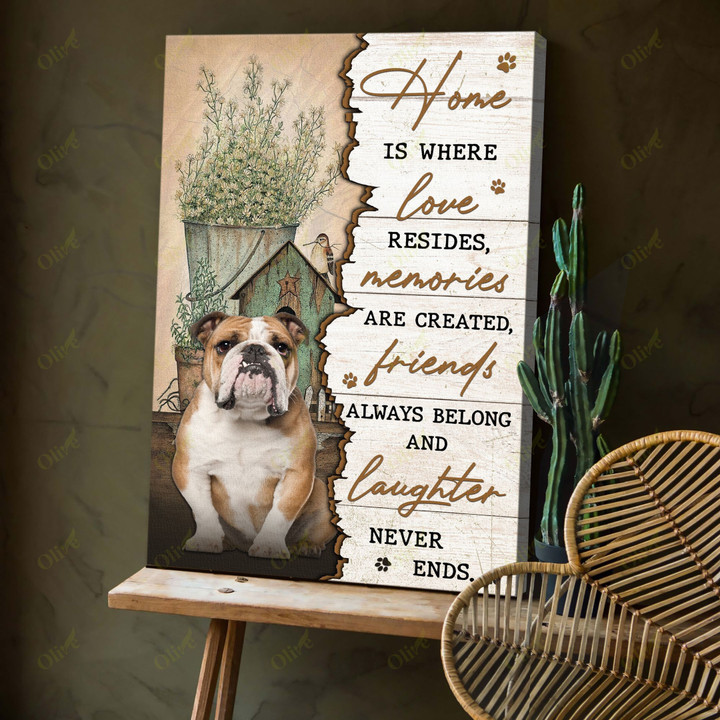 English Bulldog - Home is where love resides Canvas