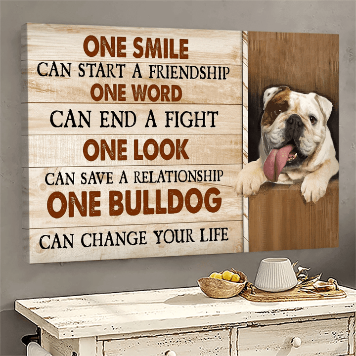 English Bulldog - One smile can start a friendship Dog Landscape Canvas Prints, Wall Art