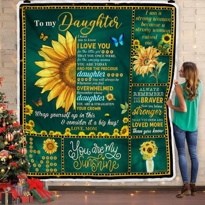 To My Daughter, You Are My Sunshine, Sunflower, Love Mom Sofa Throw Blanket Quilt Blanket LHA1110B