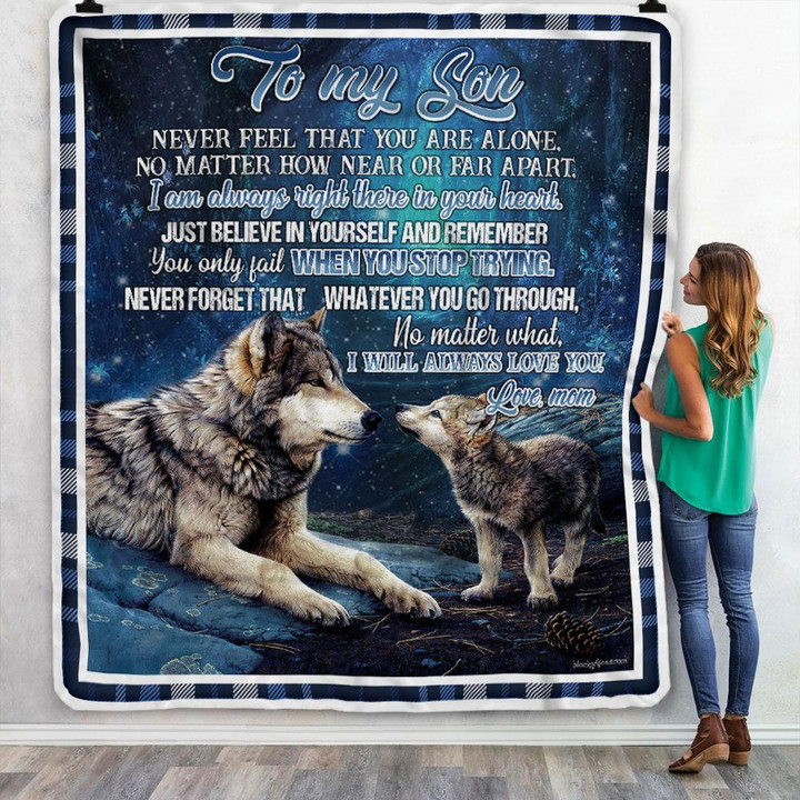 Mom To Son I Will Always Love You Wolf Sofa Throw Blanket QNN246Bv1