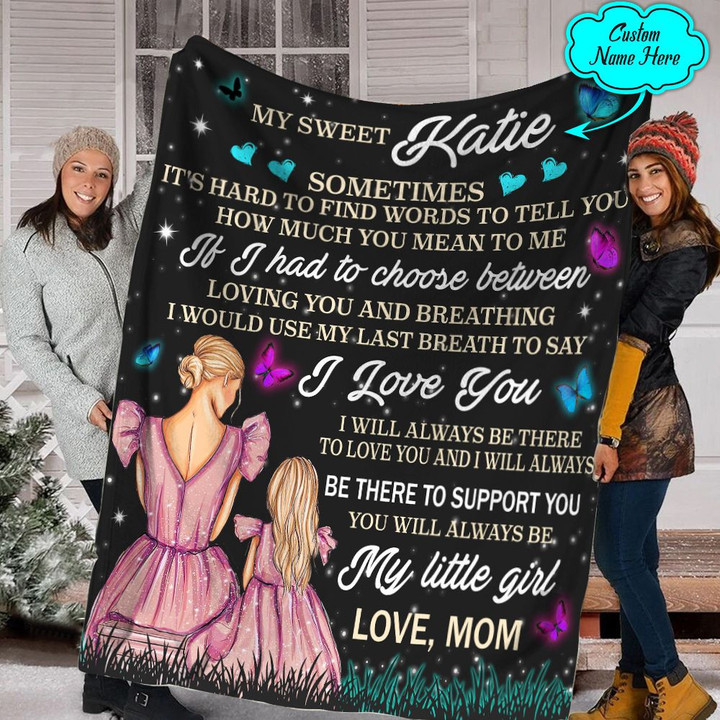 Personalized Gift For Daughter I love you my little girl Throw Blanket