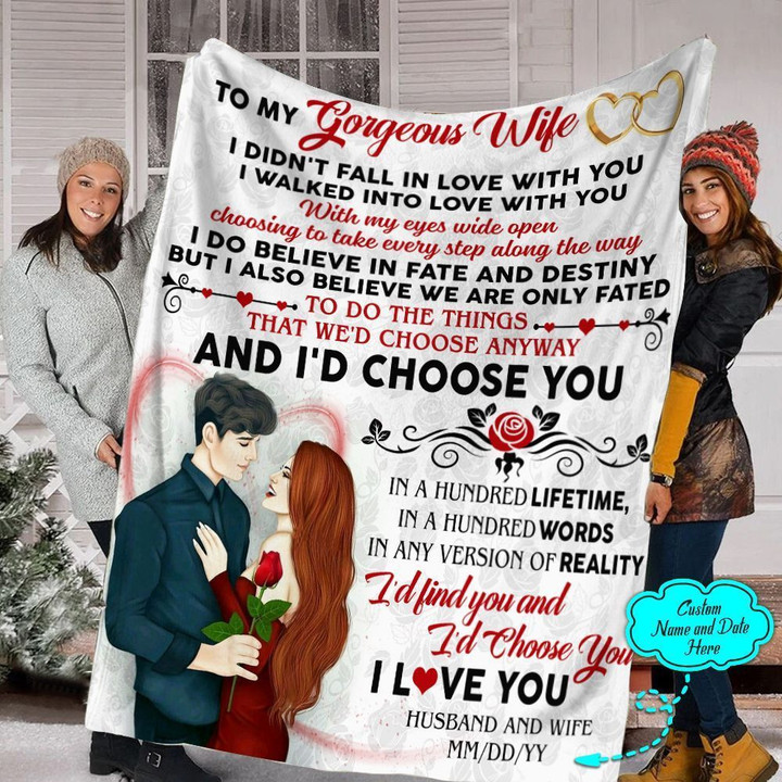 Personalized Gift For Wife Daughter I didnt fall in love with you I walk into love with you Throw Blanket