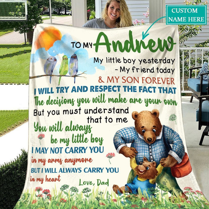 Personalized Gift For Son You Will Always Be My Little Boy Throw Blanket