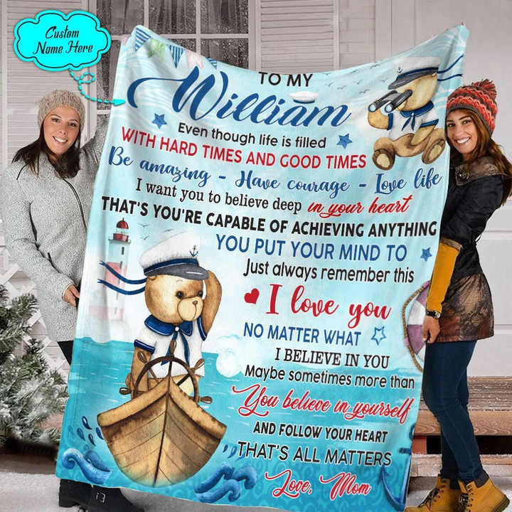 Personalized Gift For Son I Want You To Believe Deep In Your Heart That You Are Capable Of Achieving Anything You Put Your Mind To Throw Blanket