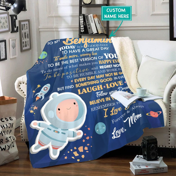 Personalized Gift For Son Outer Space Throw Blanket