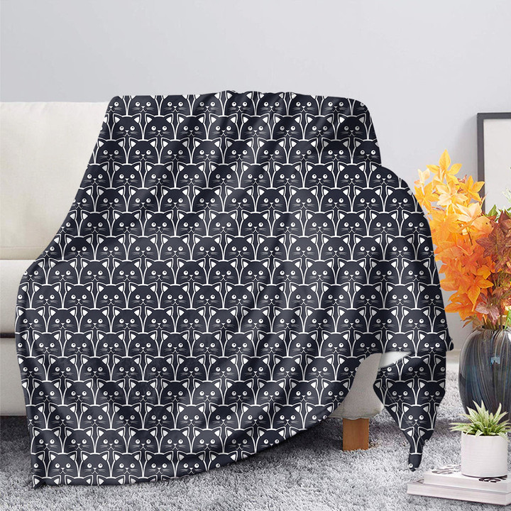 Cute Black Cat Pattern Print Blanket