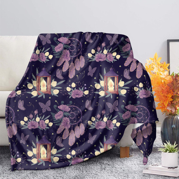Purple Indian Dream Catcher Print Blanket